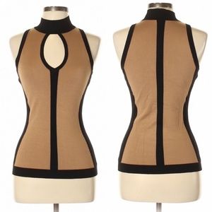 Cache Tan Keyhole Knit Top